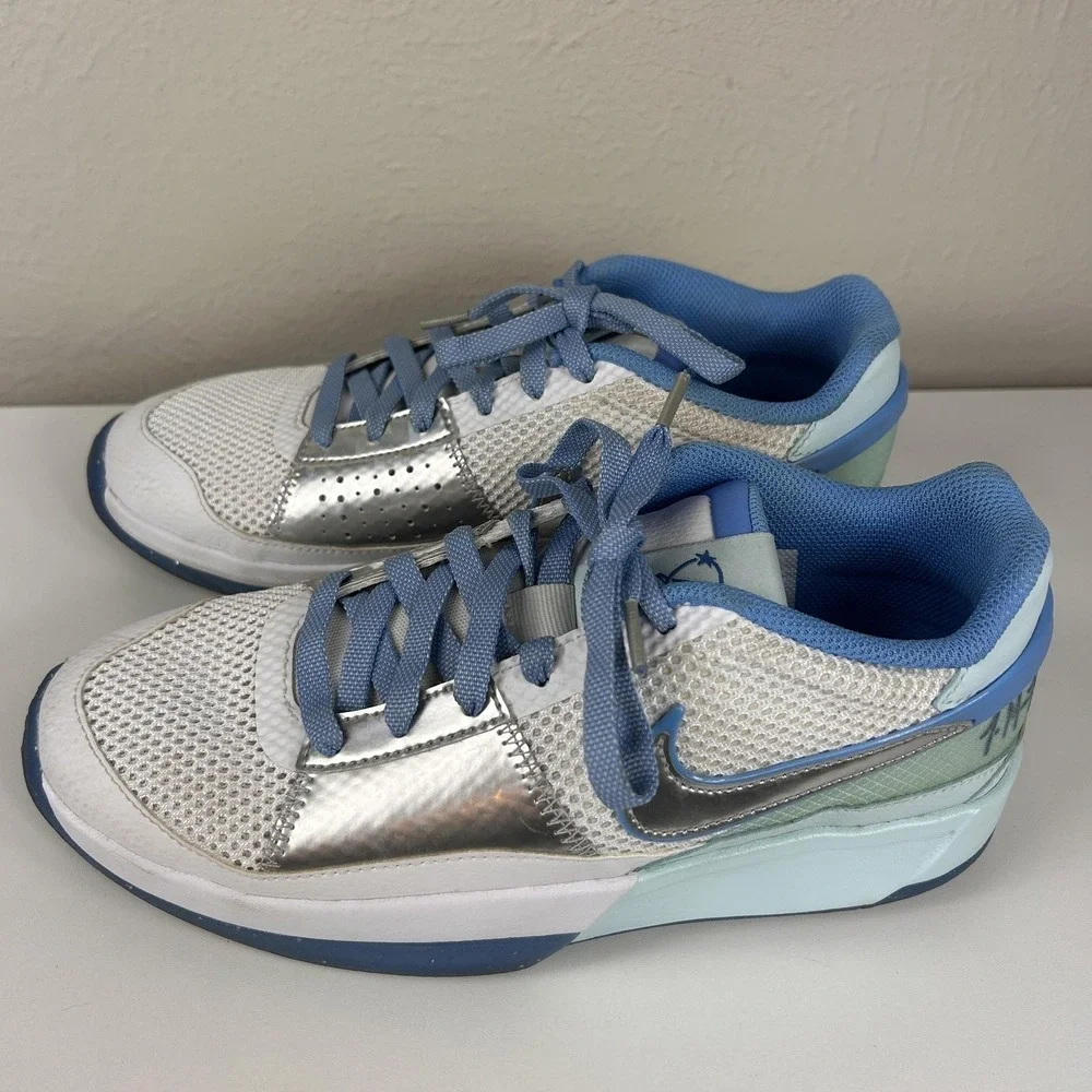 Nike Ja 1 Shoes Youth Size 7Y White Blue Silver Basketball Sneakers FJ1266-400
